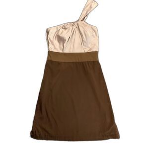The Limited Event Pink Beige Brown One Shoulder Silky Mini Dress Size 2